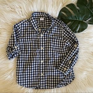 Gap Boys Gingham Plaid Roll Tab Sleeve Top